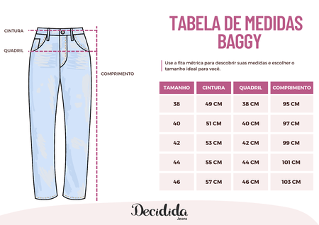 Tabela de Tamanhos Baggy