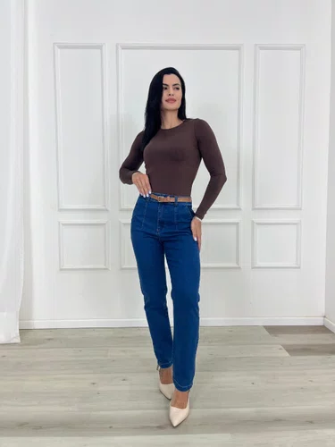 Cala Mom Jeans Bolso Faca Com Cinto  