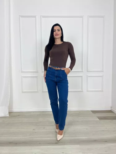Cala Mom Jeans Bolso Faca Com Cinto  