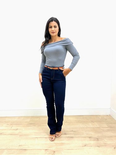 Calça Boot Cut Carbono Bolso Faca Com Cinto