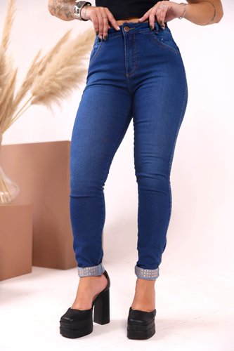 Calça Chapa Barriga Com Brilho Na Barra Decidida 