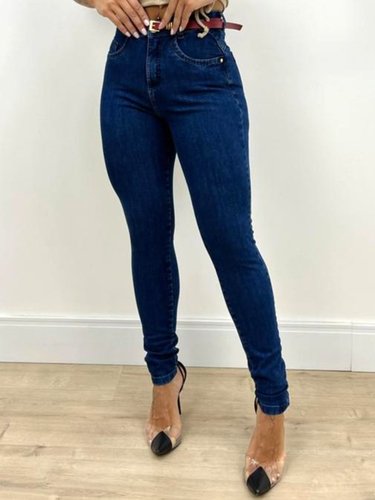 Calça Cigarrete Jeans Mega Power 360 Com Cinto E Barra