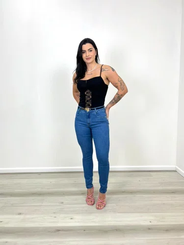 Calça Cigarrete Power Chapa Barriga Com Cinto  