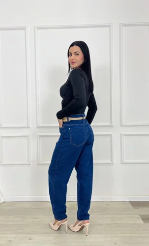 Calça Jeans Barrel Com Cinto Barra Tradicional 