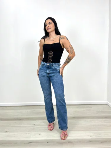 Calça Perna Reta Jeans Barra Tradicional 