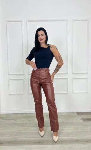 Calça Perna Reta Resinada Termica 