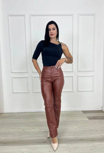 Calça Perna Reta Resinada Termica 