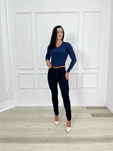 Calça Skinny Jeans Carbono Com Cinto 