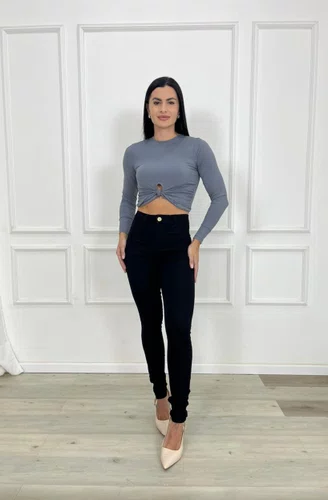 Calça Skinny Jeans Color Bolso Faca 