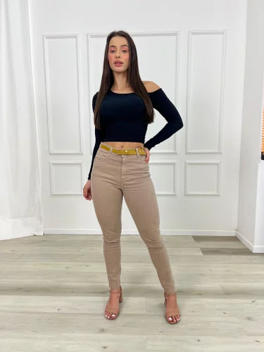 Calça Skinny Jeans Color Com Cinto    
