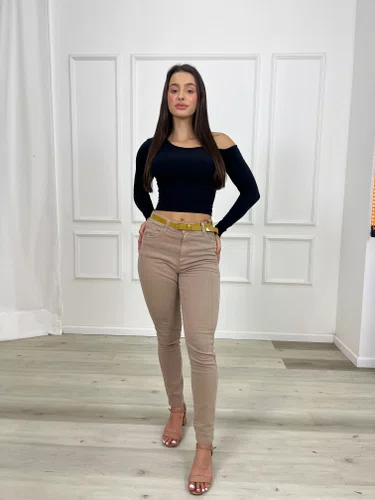 Calça Skinny Jeans Color Com Cinto    