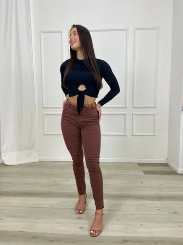 Calça Skinny Jeans Color Com Cinto 