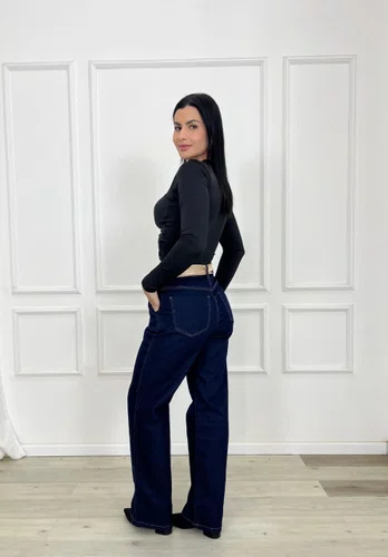 Calça Wide Leg Barra Tradicional Com Lenço 