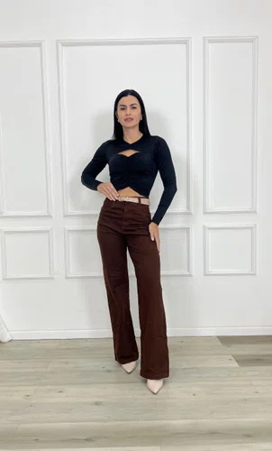 Calça Wide Leg Color Com Cinto  