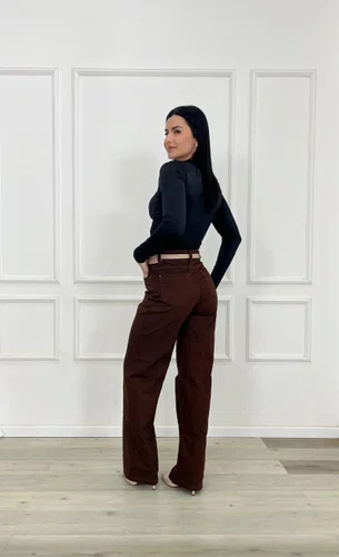 Calça Wide Leg Color Com Cinto  