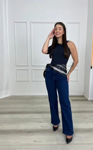 Calça Wide Leg Com Lenço Barra Tradicional 