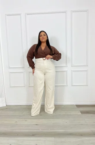 Calça Wide Leg De Linho Com Cinto  Plus  