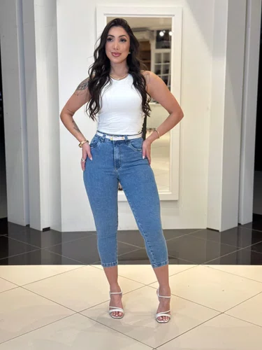 Capri Jeans Com Cinto Barra Tradicional