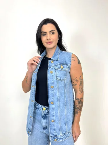 Colete Alongado Jeans 100% Decidida