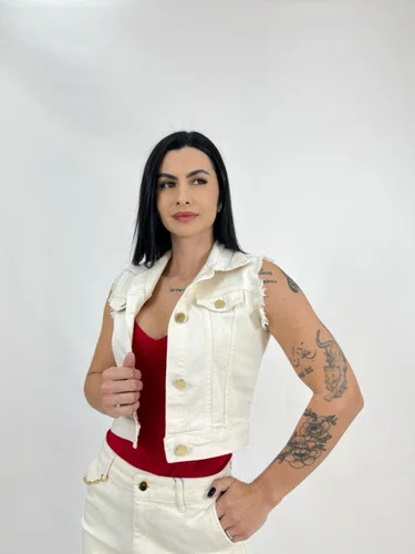 Colete Jeans Color Barra Tradicional