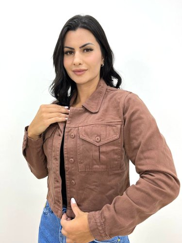 Jaqueta Color Marrom Com Botoes Forrados 