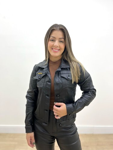 Jaqueta Encerada Preta Decidida Jeans 