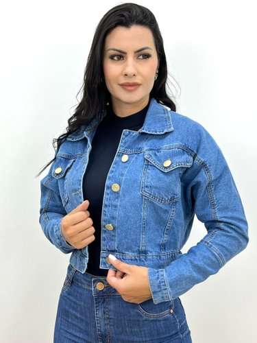 Jaqueta Jeans Bomber Com Recortes 