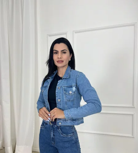 Jaqueta Jeans Com Lixadinhos Sem Bolso 