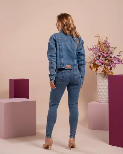 Jaqueta Jeans Cropped Detalhe 