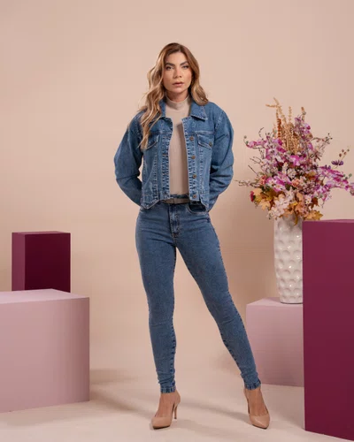 Jaqueta Jeans Cropped Detalhe 
