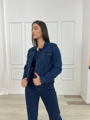 Jaqueta Jeans Tradicional Com Botoes Forrados 