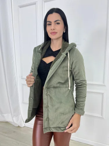 Parka De Cotele Total Peluciada Com Bolso E Capuz 