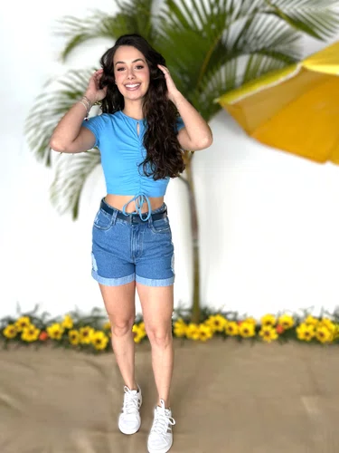 Shorts Jeans Boy Barra Dobrada Com Cinto E Lixados 
