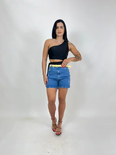 Shorts Jeans Boy Barra Tradicional Com Cinto  