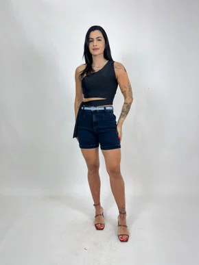 Bermuda Jeans Bolso Faca Com Pense e Cinto  