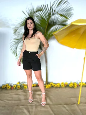 Bermuda Meia Coxa  Sport Chique Bolso Faca 