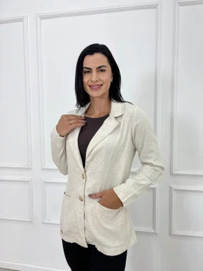 Blazer De Linho Decidida Jeans 