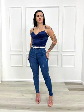 Calça Cigarrete Power COm Cinto E Lixados 