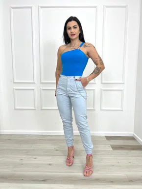 Calça Jogger Bolso Faca Com Corrente E Elastico Na Cintura  