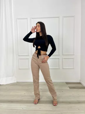 Calça Reta Jeans Color Com Cinto  