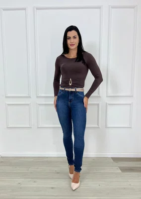 Calça Skinny Jeans Barra Tradicional Com Cinto  