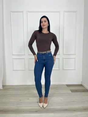 Calça Skinny Jeans C/ Elastano E Cinto  
