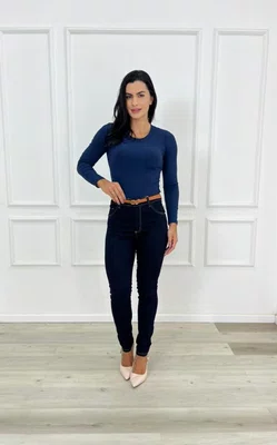 Calça Skinny Jeans Carbono Com Cinto 