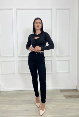Calça Skinny Jeans Color Bolso Faca Com Cinto  