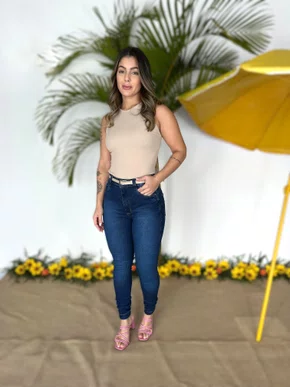 Calça Skinny Jeans com Cinto Barra Tradicional 