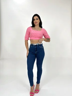 Calça Skinny Jeans Com Elastano E Cinto 