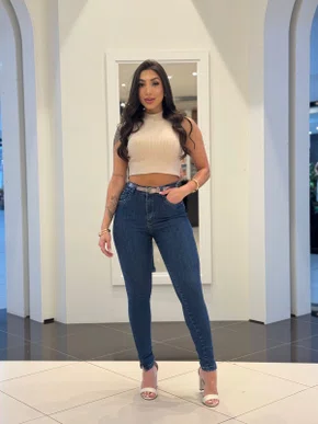 Calça Skinny Jeans Power Com Cinto 