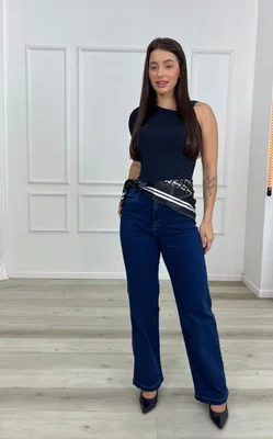 Calça Wide Leg Com Lenço Barra Tradicional 