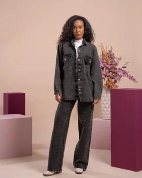 Camisa Jeans Color black Stone 