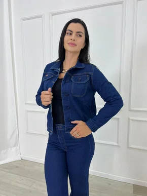 Jaqueta Bomber Jeans Moletizado C/Botoes Forrados 